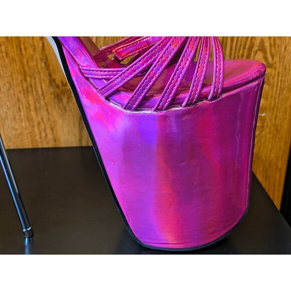 Women's Metal Thin High Heel Sandals Platform Sexy Pumps Stilettos Pink Size 40 - Picture 5 of 9